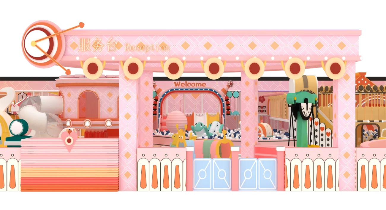 Cute Pink Macaron Theme Indoor Soft Play For Toddlers