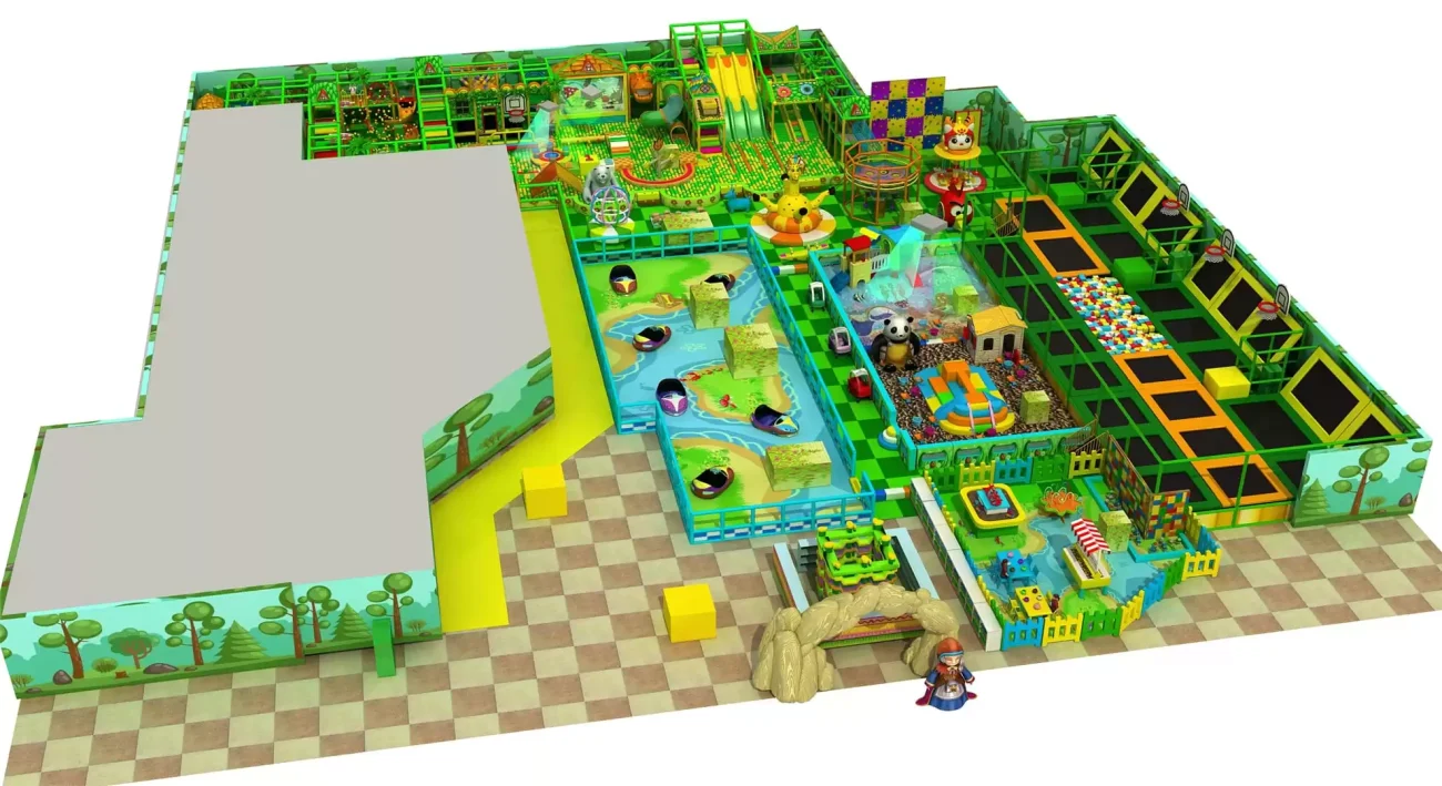 Jungle Trampoline and Obstacle Course Combo Indoor Playground
