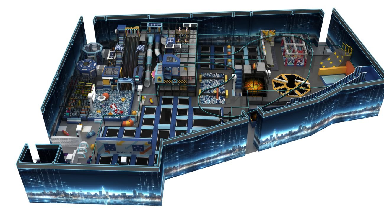 ASTM Certified space themed indoor playground for kids- front