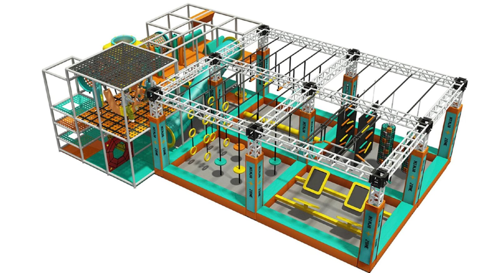 Ninja Warrior Track Obstacle Course with Safety Features-left Ninja Warrior Track Obstacle Course with Safety Features-left