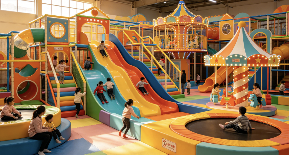 Avoid Hidden Risks of Cheap Kids Indoor Playground Equipment: This KanbeiPlay-style playground features sturdy frames, high-density padding, and certified safety design for kids