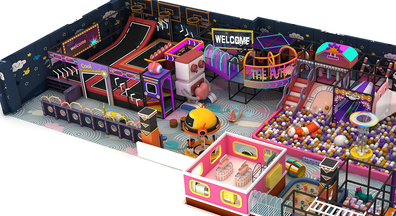 Custom Indoor Play Structure with Soft Play Area Custom Indoor Play Structure with Soft Play Area