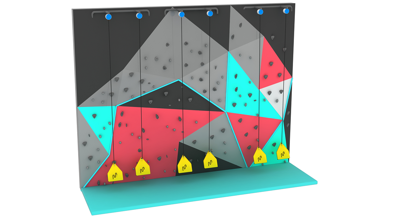 Indoor Rock Climbing Wall with Colorful Holds Indoor Rock Climbing Wall with Colorful Holds